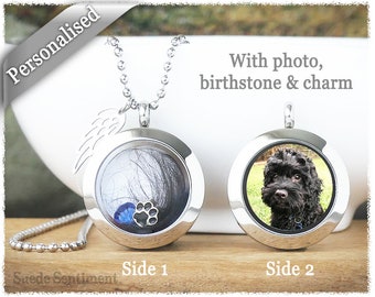 Personalized Pet Photo Locket Necklace: Cremation Urn Jewelry