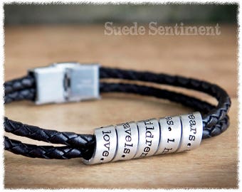 Mens Personalised Bracelet • Boyfriend Bracelet • Anniversary Gifts For Him • Custom Gifts Dad • Long Distance Relationship