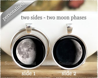 Personalized Moon Phase Keychain: Double Sided Birth Date Keyring