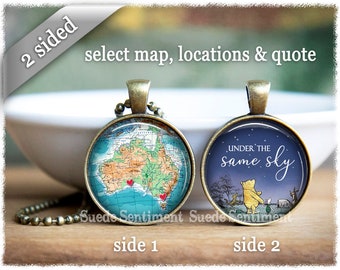 Friend Long Distance Necklace • Best Friend Moving Away • Personalised Map Jewellery • Going Away Gifts • Friendship Gift