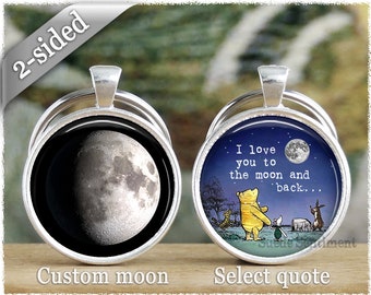 Personalised Moon Phase Keychain • Double Sided Birth Moon Keyring • Custom Moon Keychain • Love You to the Moon