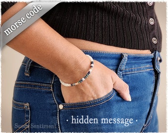 Personalized Morse Code Bracelet: Hidden Message, Inspirational Jewelry