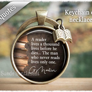 Book Quote Keychain • Book Necklace • Reader Gifts • Book Lover Gift • Book Keychain • Necklace Book Quote