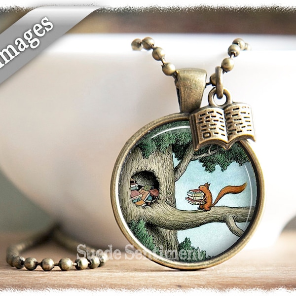 Book Lover Gift • Book Necklace • Gifts For Readers • Cat Necklace • Jewelry With Books • Book Club Gifts • Bibliophile