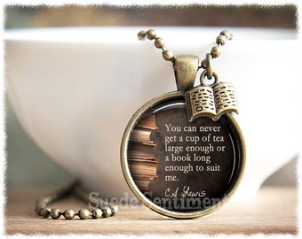 CS Lewis Quote Book Pendant Necklace: Literary Gift for Readers