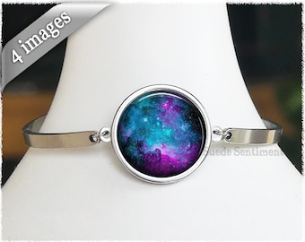 Galaxy Bracelet • Full Moon Bracelet • Solar System Jewellery • Moon Jewellery • Nebula Bracelet • Science Gifts