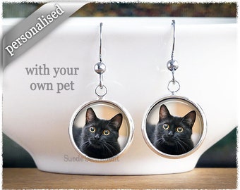 Personalised Pet Photo Earrings • Custom Cat Earrings • Dog Earrings • Pet Photo Jewellery • Bunny Earrings • Personalised Pet Gifts