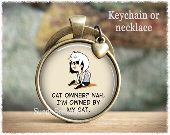 Cat Keychain • Funny Cat Jewellery • Humorous Gifts Cat Lovers • Cat Lover Necklace • Cat Lover Keychain • Cat Necklace