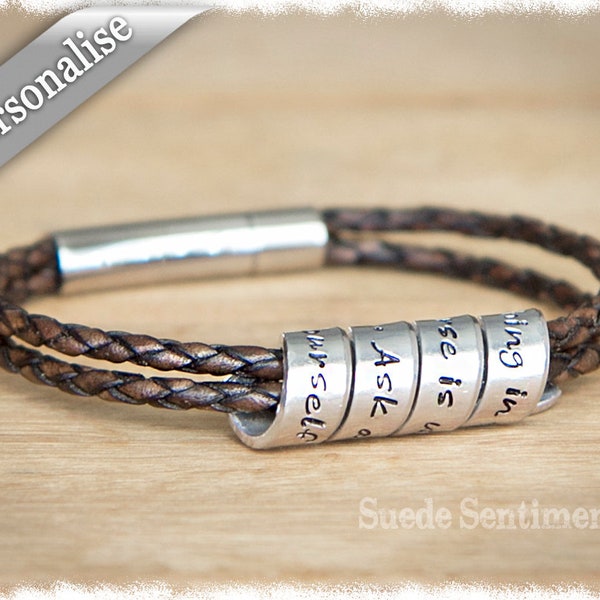 Personalized Leather Bracelet, Custom Friendship Gift