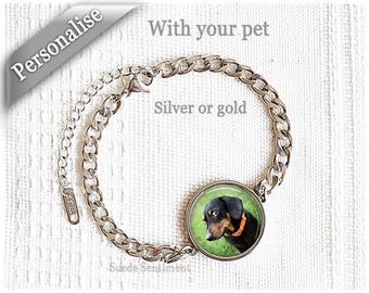 Personalized Pet Photo Bracelet: Custom Dog, Cat, Horse Jewelry