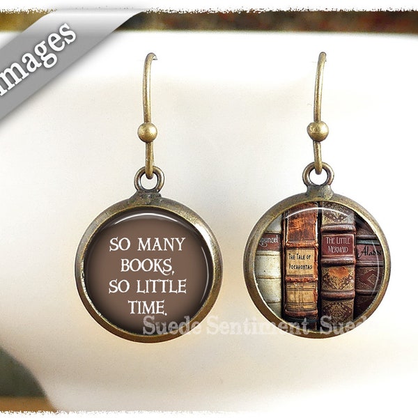 Book Earrings • Gifts For Book Lovers • So Many Books So Little Time • Gifts For Readers • Earrings With Books • Bookworm Gifts