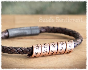 Mens Anniversary Bracelet • Copper Anniversary Gifts Men • Mens Personalised Bracelet • Boyfriend Bracelet • Long Distance