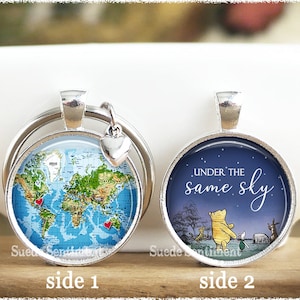 Best Friend Going Away Gifts Personalised Map Keychain Friend Long Distance Friendship Keyring Sister Gift 3. Under same sky