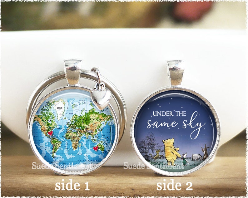 Best Friend Going Away Gifts Personalised Map Keychain Friend Long Distance Friendship Keyring Sister Gift 3. Under same sky