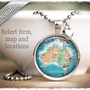 Personalized World Map Necklace: Long Distance Friendship Jewelry