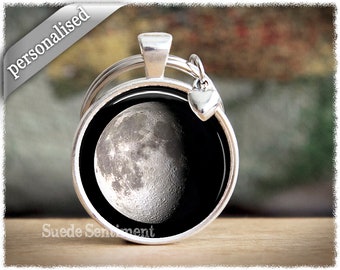 Personalized Moon Phase Keychain: Birth Date Moon Keyring