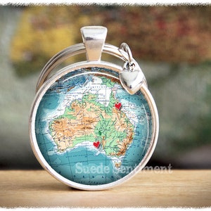 Long Distance Friendship Personalised Map Necklace World Map Keyring Best Friend Gift Going Away Gifts Distance Relationship Australia keychain