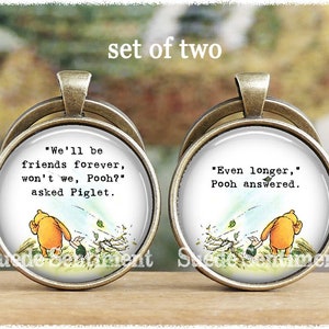 Winnie the Pooh Friend Keychain Set • Friendship Quote Keyrings