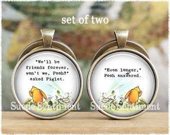 Winnie the Pooh Friend Keychain Set • Friendship Quote Keyrings