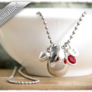 Teardrop Urn Necklace • Stainless Steel, Birthstone & Initial