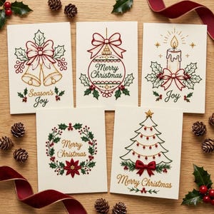 Kit de carte de Noël DIY en art du fil, créez vos propres cartes de vœux brodées, kit de loisirs créatifs avec fil, perles et aiguille.