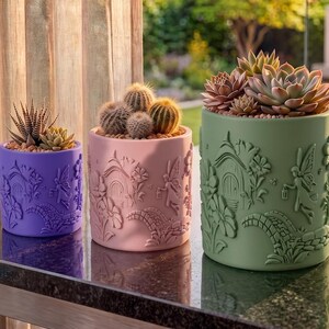 Fairy Village Succulent Planter - Enchanted Cottage 3D Printed Pot, Cottagecore Garden, Whimsical Shelf Decor