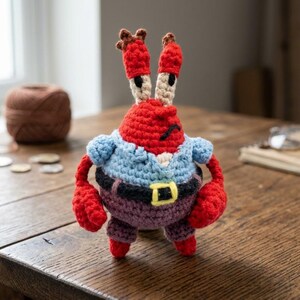 Padrão de crochê amigurumi do Sr. Caranguejo em PDF, padrão digital, download instantâneo