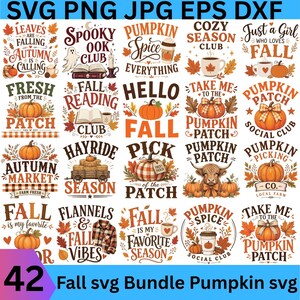 Herbstliches SVG-Bundle, Kürbis-SVG, Herbst-PNG, Kürbisgewürz-SVG, Herbstliche T-Shirt-Designs, Gemütliche Herbstsprüche, Kürbisbeet-Design