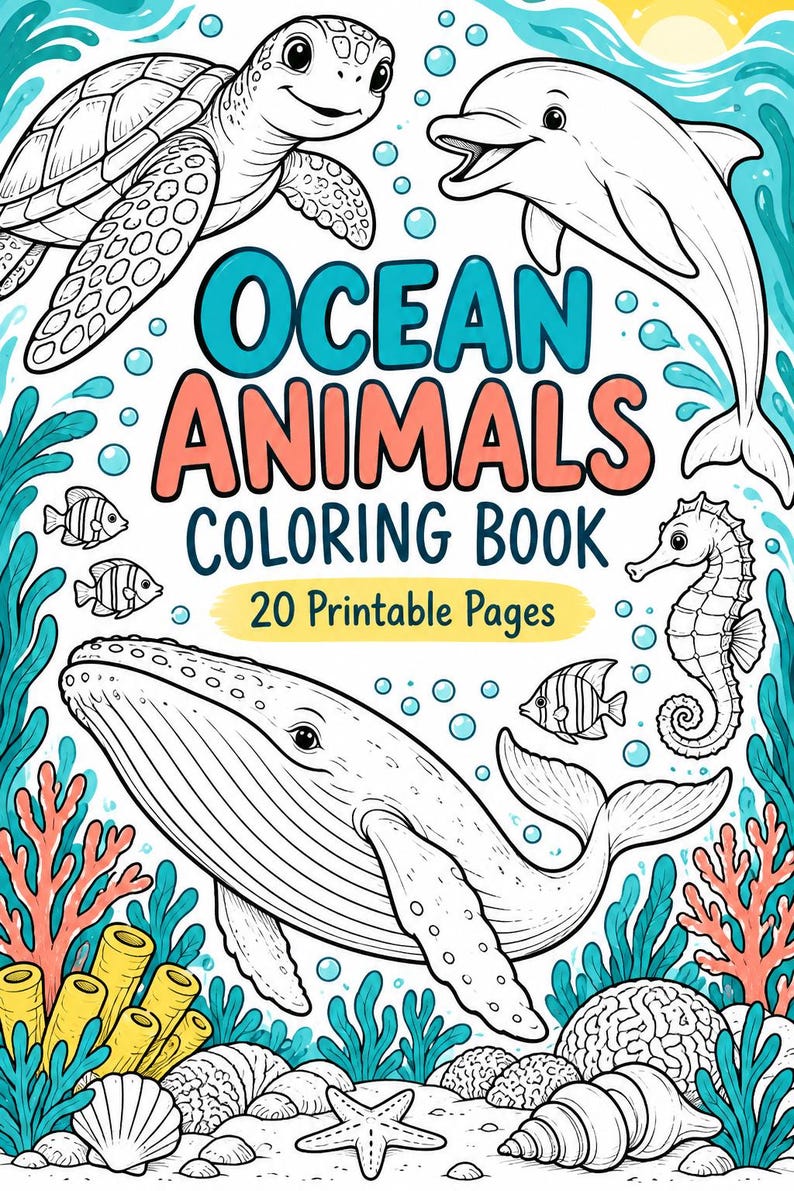 Ocean Animals Coloring Book PDF | 20 Underwater Printable Pages | Kids ...