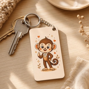 ByM the Munkie Keychain, Cute Monkey Charm, Character Keychain, Whimsical Bag Charm, Cute Gift for Kids & Adults