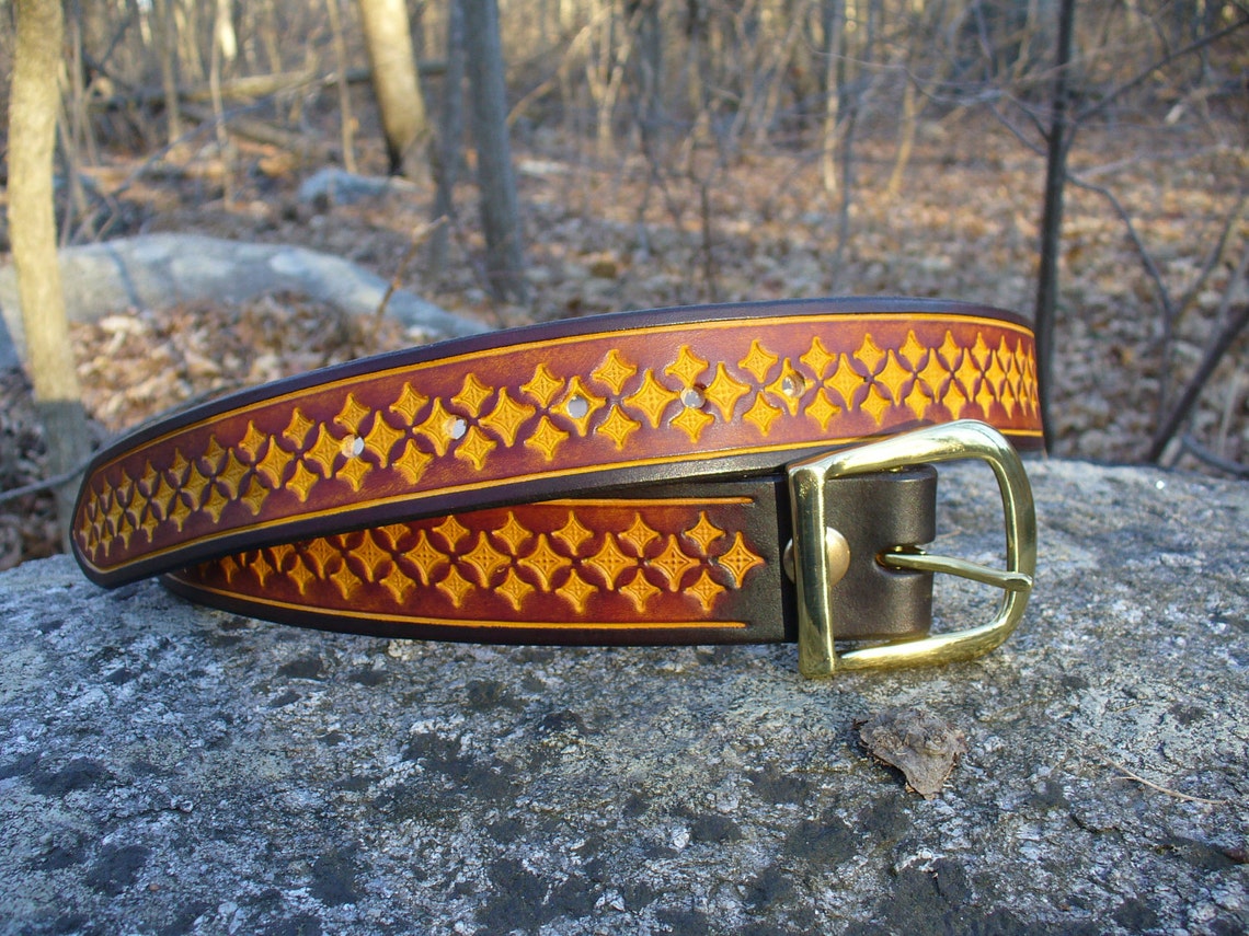 Hand Tooled Leather Belt Etsy
