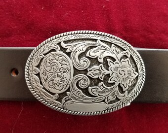 Plain Belt with Floral buckle