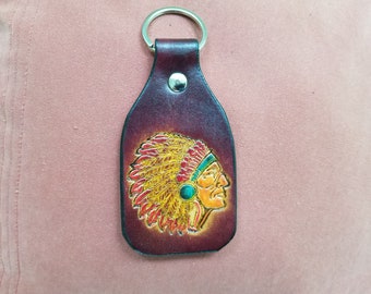 Hand colored Indian Chief Keyring