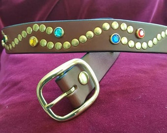 Serpintine Studded & Multi-Colored Jeweled Belt