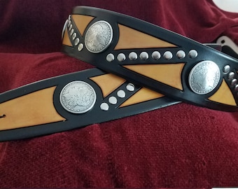 Morgan Silver Dollar Guitar Strap (Natural/Black)