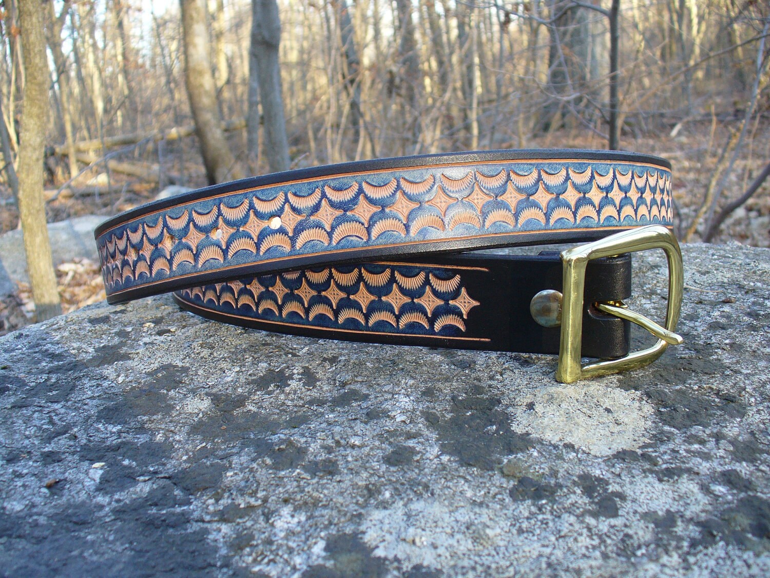 womens tooled leather belt