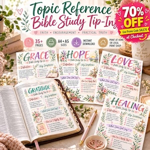 Bible Study Tip-Ins Bundle, Bible Journaling Printable, Women’s Bible Study Inserts, A4 A5 Christian Study Pages PDF