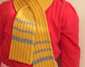 Children Knitted scarf/Kids Knitted Accessories/Gold & Grey/Stripe Knit Scarf/Knitted Neck warmer/.