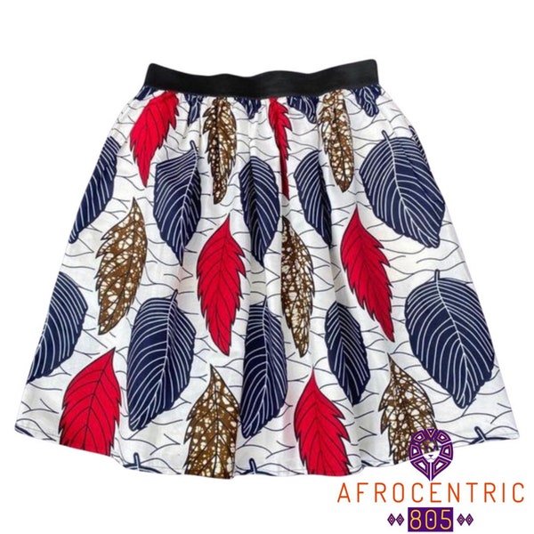 SKIRTS - Elasticated Waist Skirt - African Print Skirt - Skater Skirt - Autumn Leaves - Afrocentric805