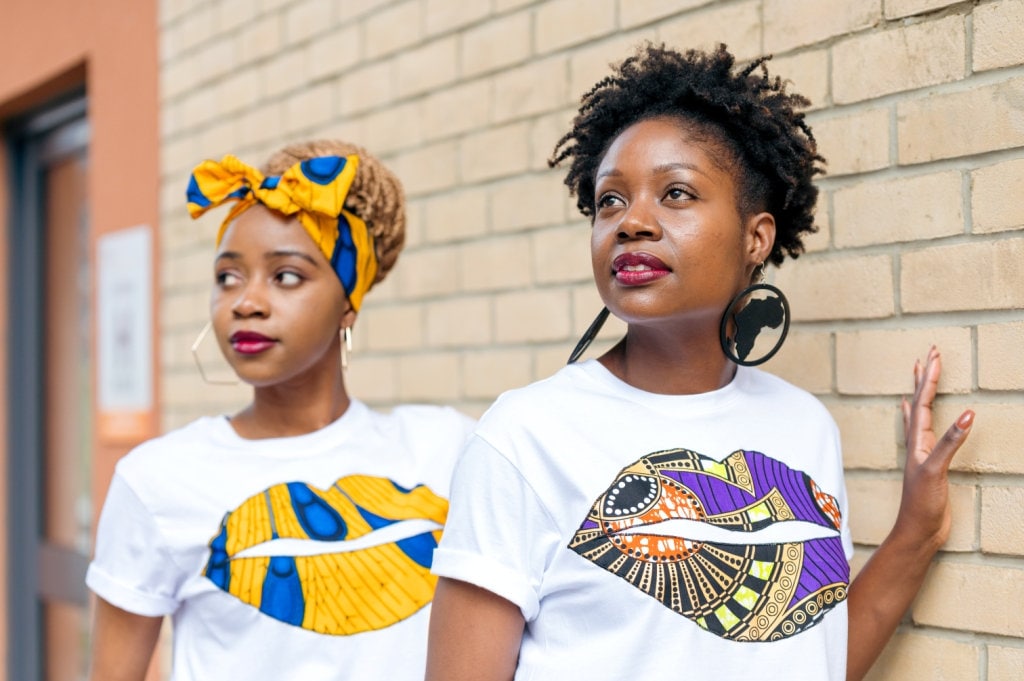 Lips T-shirt - African Print T-shirt - Purple Gold Metallic Lips T-shirt - African Print T-shirt - Purple Gold Metallic
