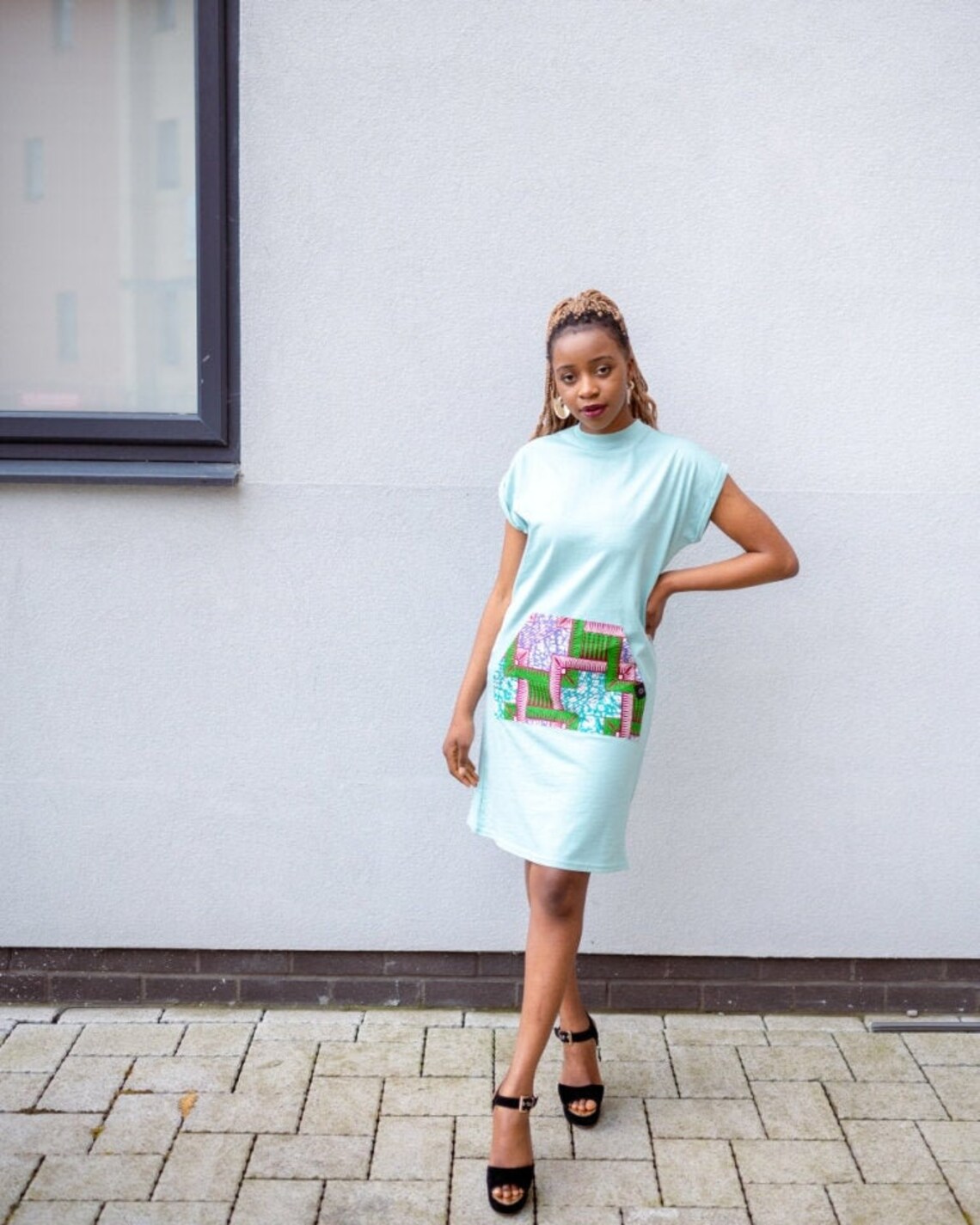 Tshirt Dress Kangaroo Pocket Dress Turtle Neck Dress Etsy