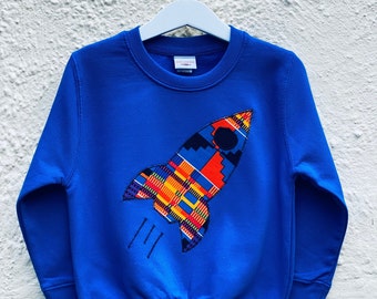 Kids Jumper - Kids Sweatshirt -  Rocket Jumper - Sweatshirt - Royal Blue - Xmas Gift Ideas - Afrocentric805