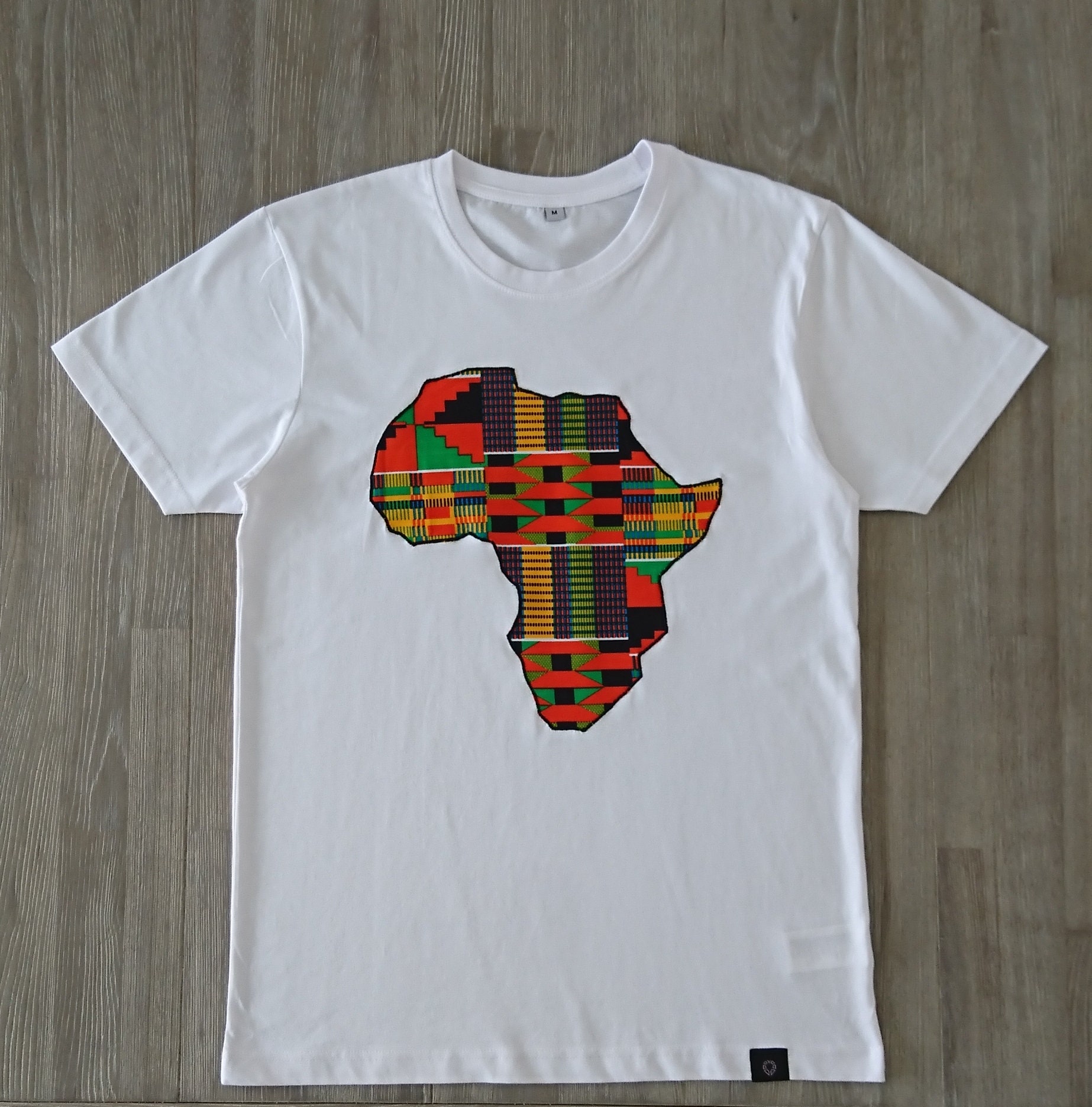 Image of Mens - T-Shirt African Map Kente Print Menswear Afrocentric805