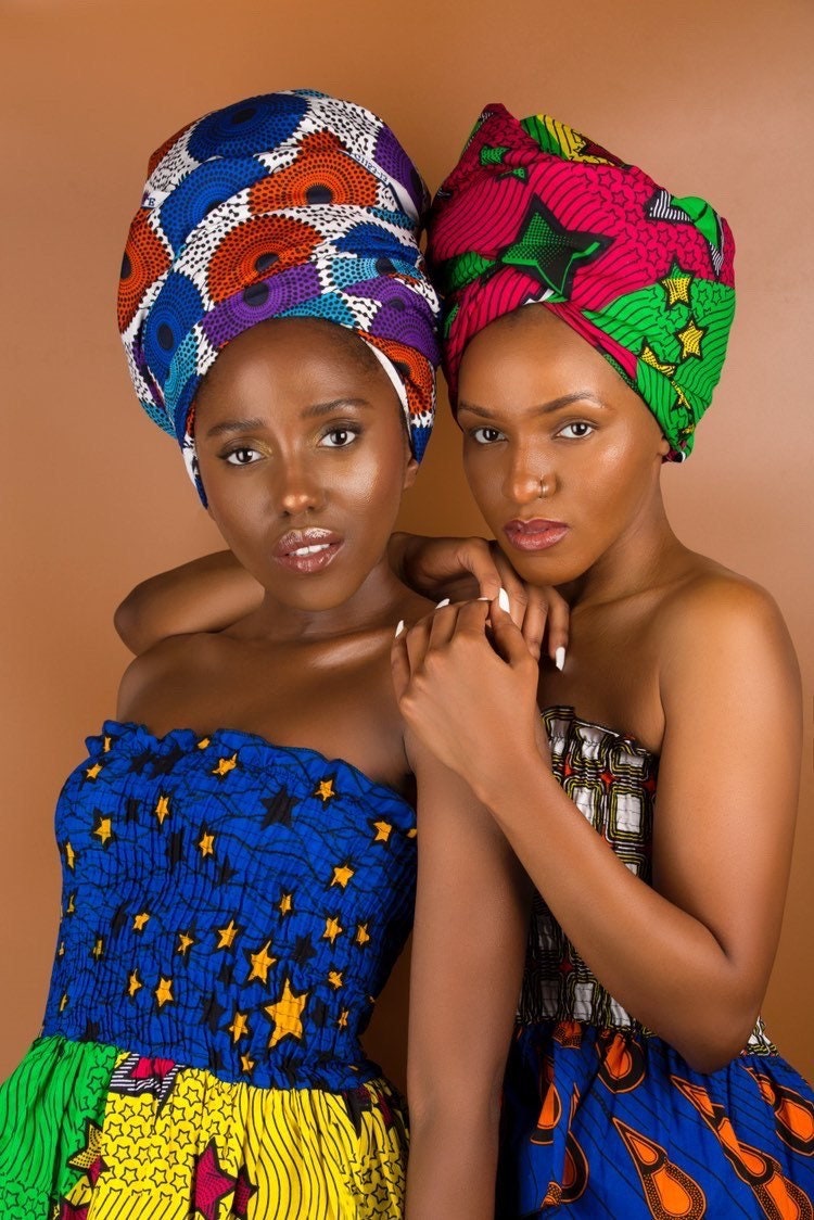 Image of Bardot Top With Contrast Frill - Blue Star Clashed Rainbow Afrocentric