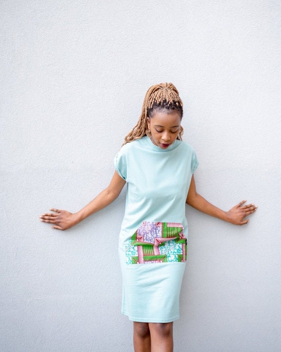 Blue Dress Kangaroo Dress Dress Dress Extended Turtle Ankara Mint Pocket Etsy Afrocentric805 - Neck Dress T-shirt Shoulder