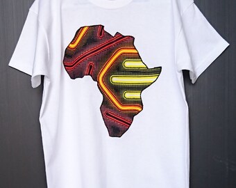 Kids T-Shirt - African Map - African Map T- Shirt - Afro Tee - Orange Abstract Print - Afrocentric805