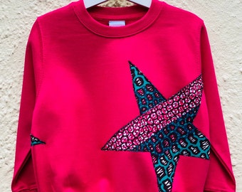 Kids Jumper - Kids Sweatshirt -  Star Print - Star Jumper - Sweatshirt - Hot Pink - Xmas Gift Ideas - Afrocentric805