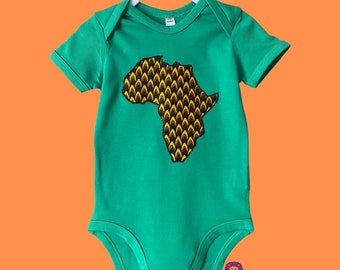 Baby Grows - African Map Babygrow - BLACK/GOLD - African Romper - Romper - Ankara Bodysuit - Afrocentric805