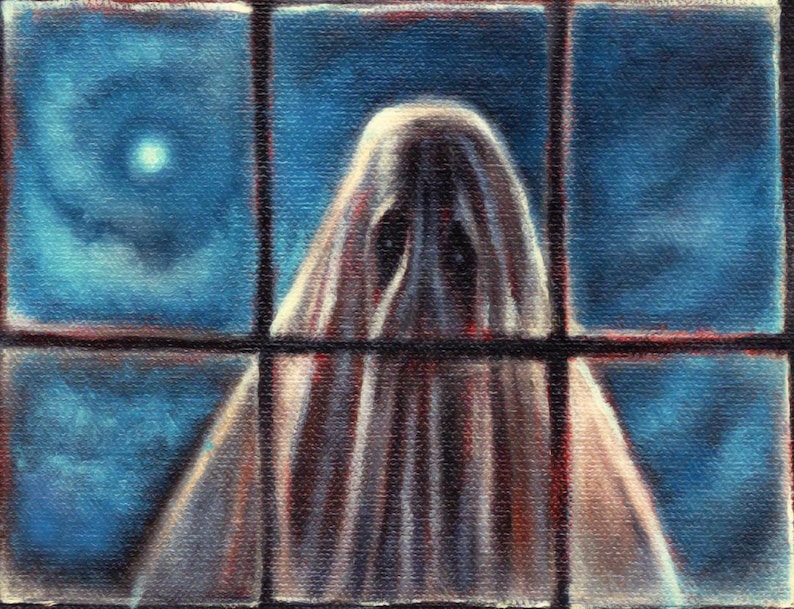 The Visitor – Halloween Ghost and Black Cat Art Print | Gothic Wall ...