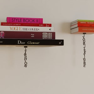 Invisible floating book shelf with personalized text sign image 2